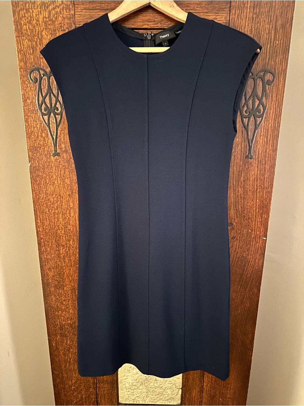 Theory Viscose Oxford Knit Women's Navy Sheath Dress Size 2 Preppy Work
